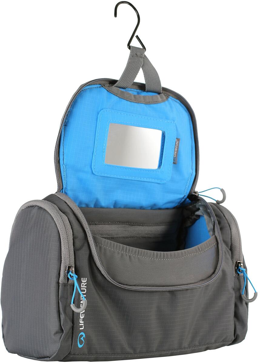 Montert Toalettmappe Holdall nylon 23x15x10,5 cm grå - Lifeventure med krok