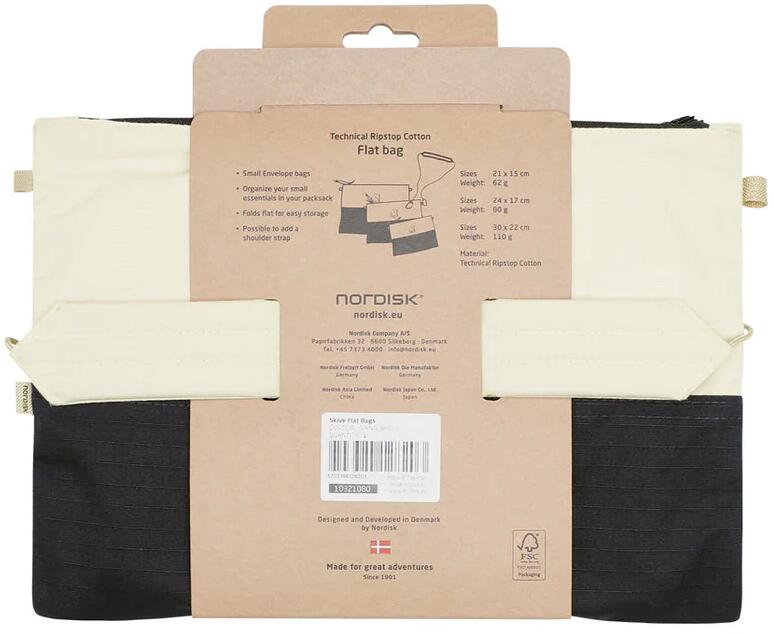 Toalettmappe Skive flat 3-er sett ripstop-bomull - Nordisk sammenpakket