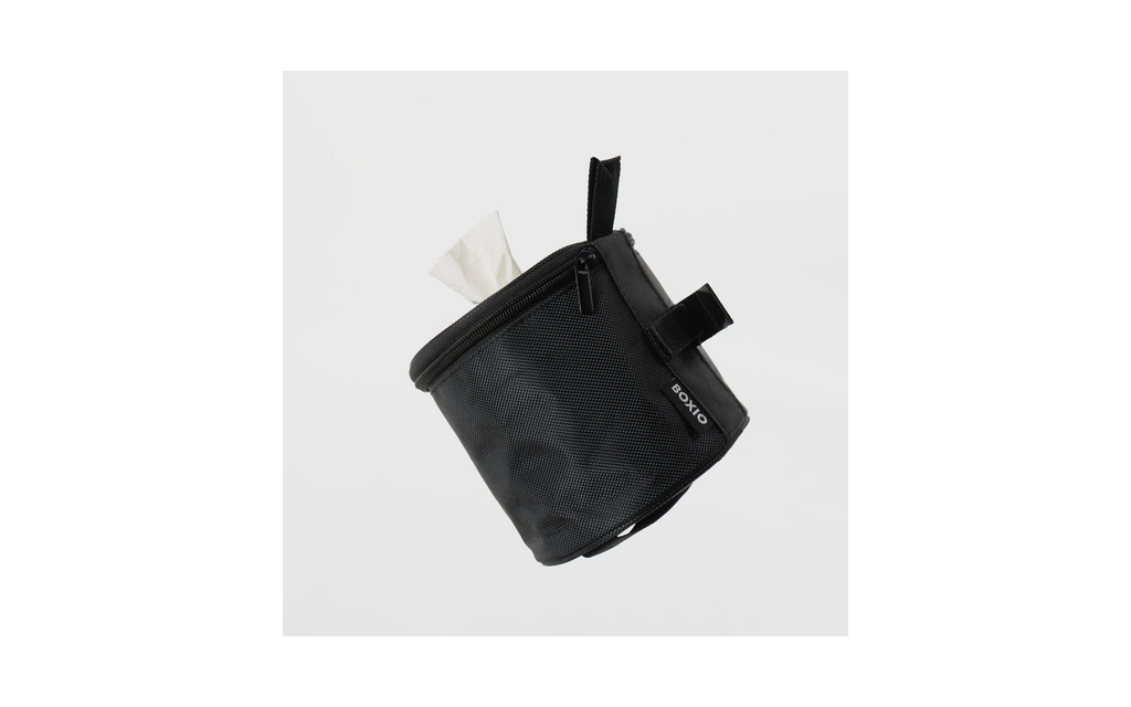 Toalettpapirholderveske for camping Ø 14 cm svart - Boxio bakside