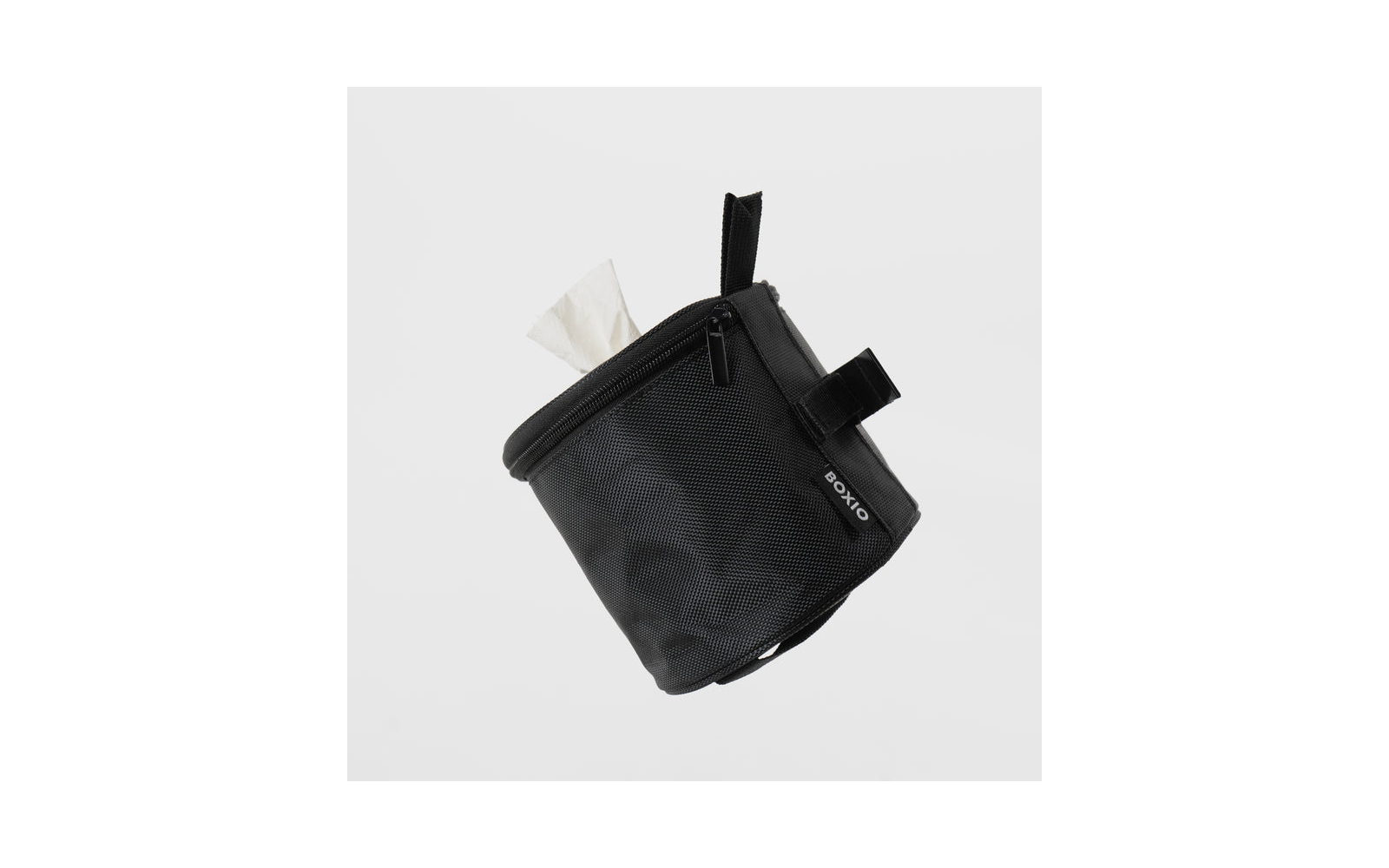Toalettpapirholderveske for camping Ø 14 cm svart - Boxio bakside