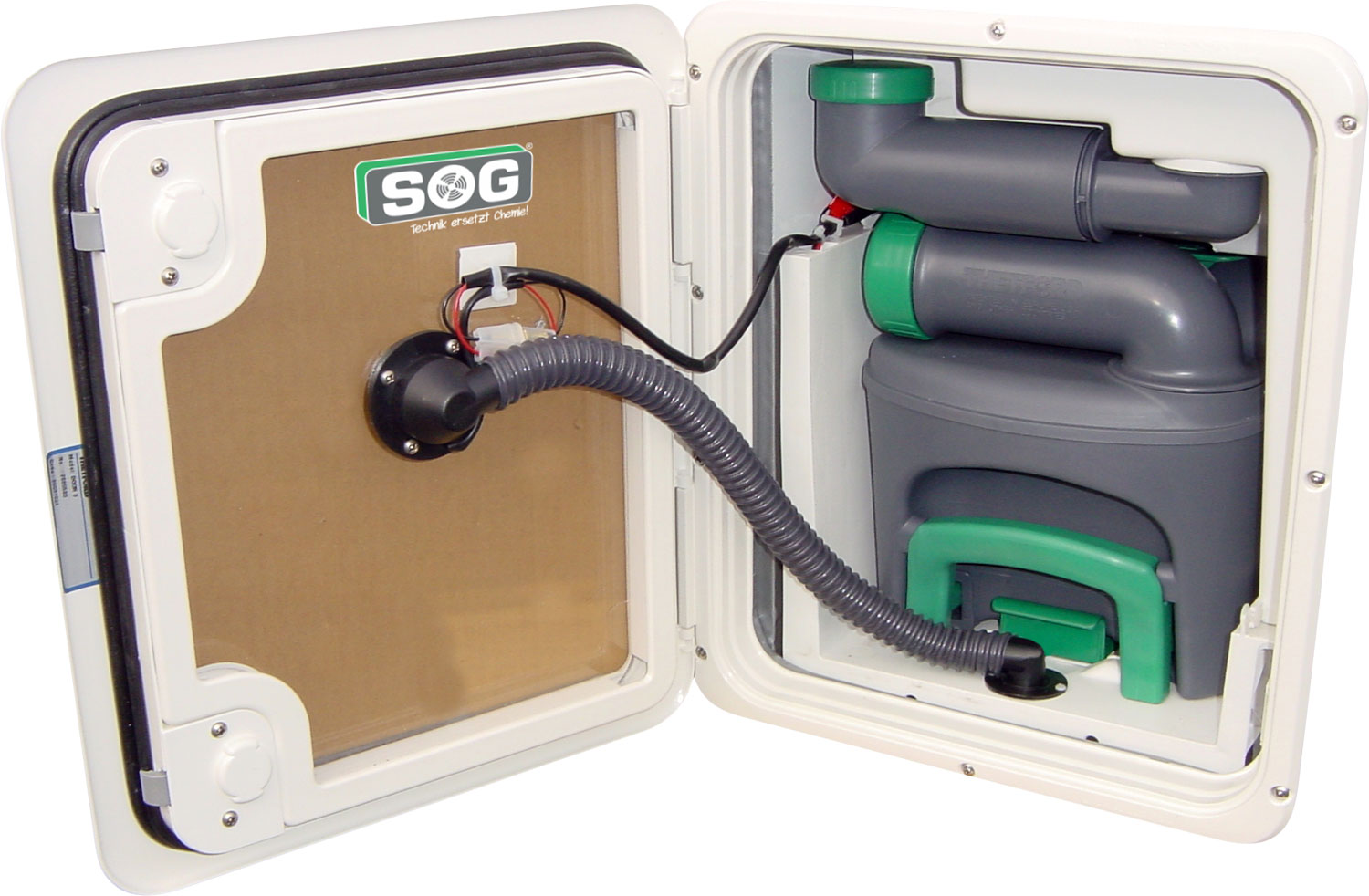 Toalettventilasjon Typ D (C400) 12V dørvariant hvit front