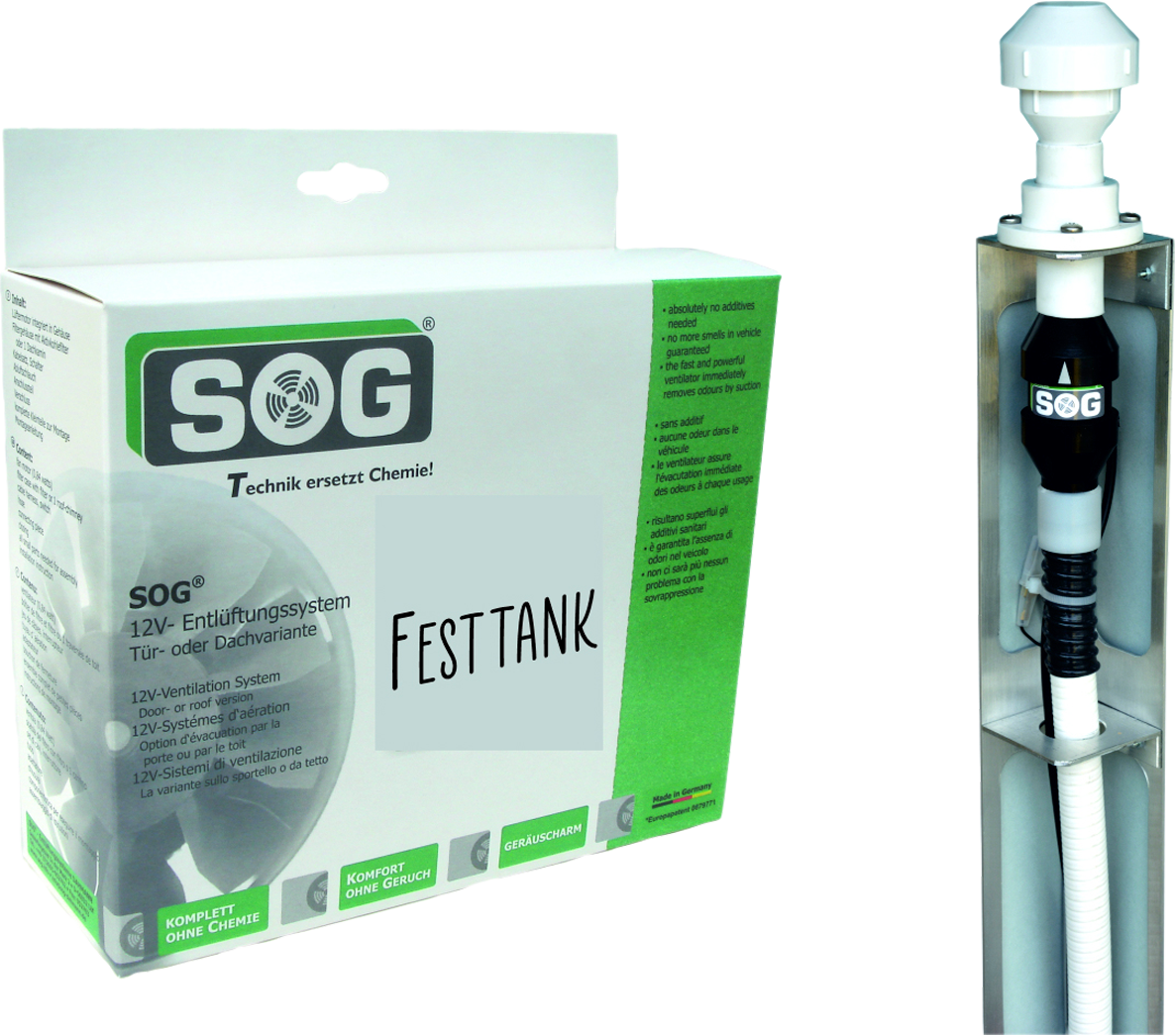 Toalettventilasjon Typ E for fasttank takvariant med aktivkohlefilter