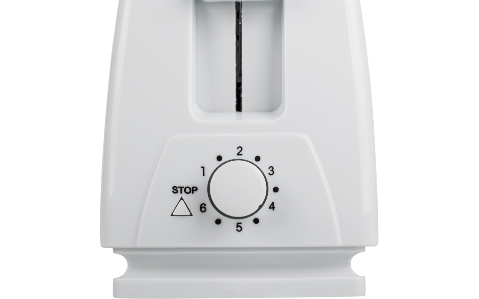 Bakside av Toaster med 6 bruningstrinn og rundstykkevarmer hvit 650 W - Tristar