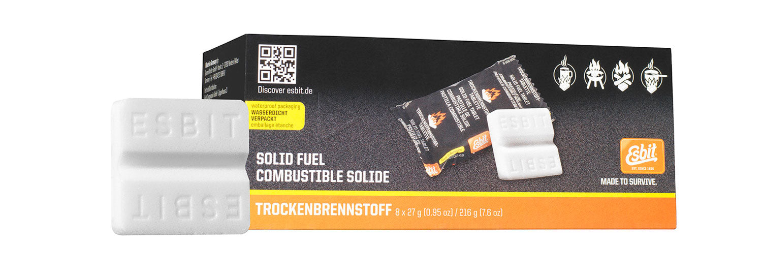 Tørrbrenntabletter 8 x 27 g for lommekoker - Esbit forpakning