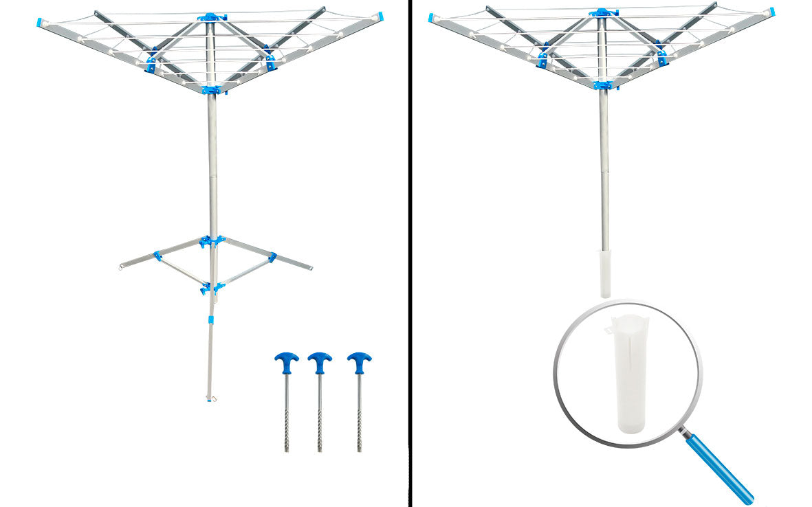 Tørkestativ med stativfot og 3 plugger, 150 cm diameter - ProPlus forfra