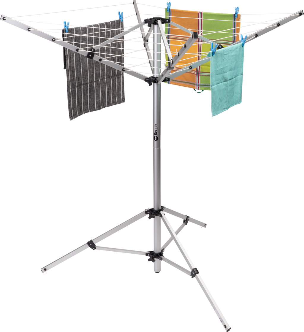 Tørkestativ og satellittstativ med bærepose 15,5 m sølv forfra