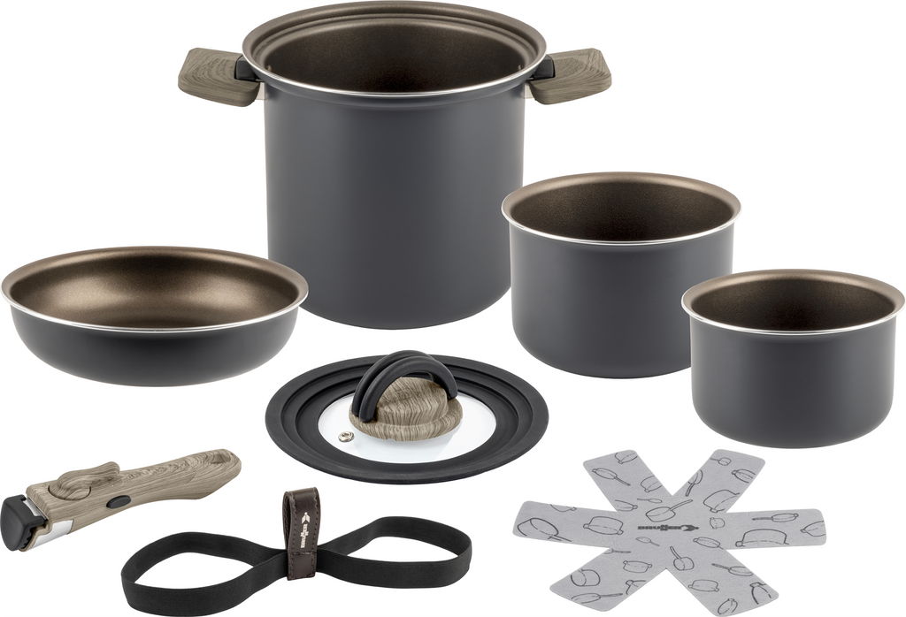 Torralta grytesett 8-delt stablbart resirkulert aluminium forfra