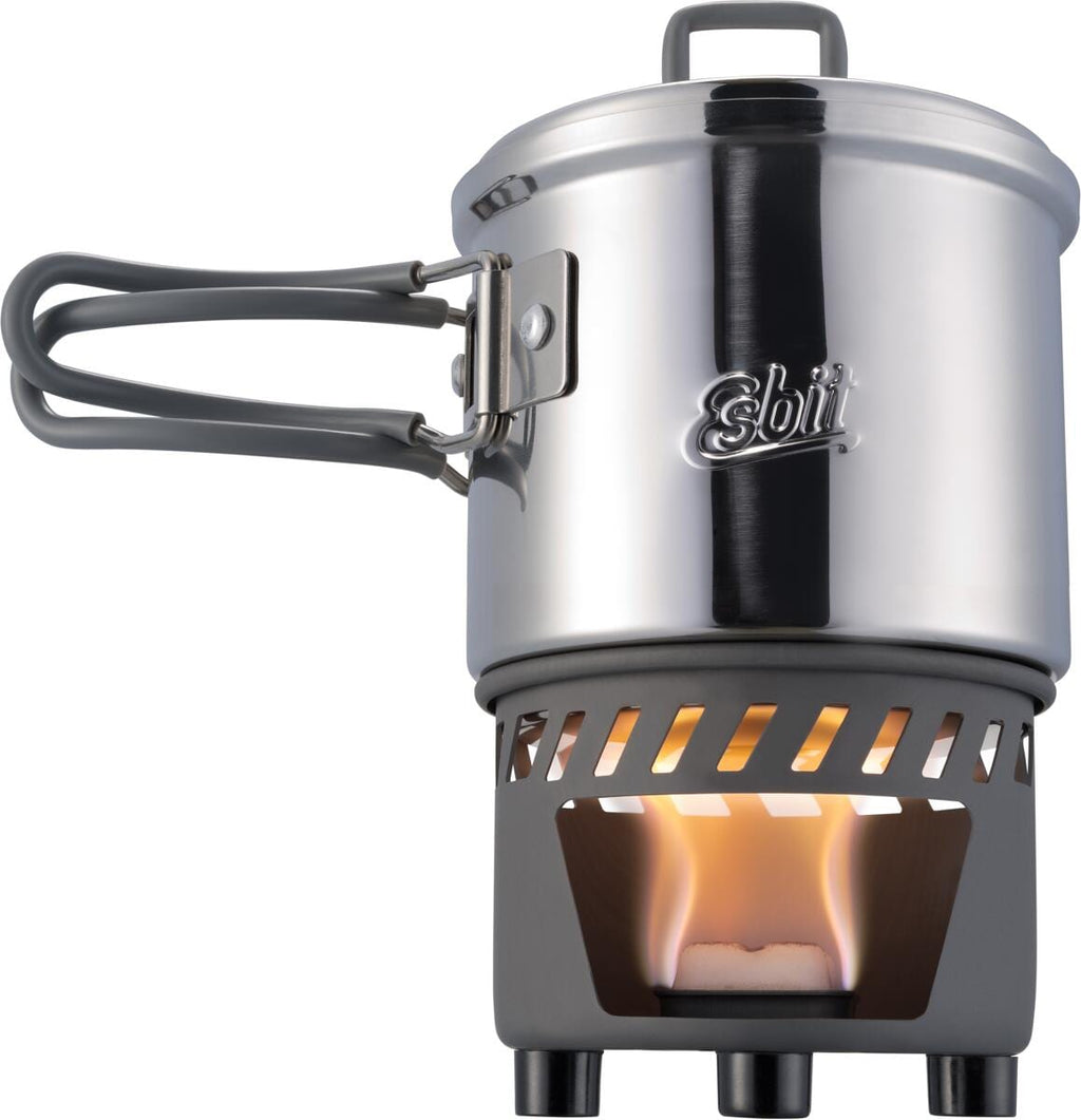 Tørrbrennstoff-kokesett i rustfritt stål 585 ml 287 g - Esbit forfra