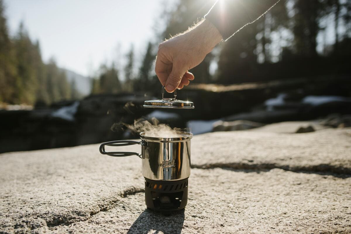 Tørrbrennstoff-kokesett i rustfritt stål 585 ml 287 g - Esbit i nettpose