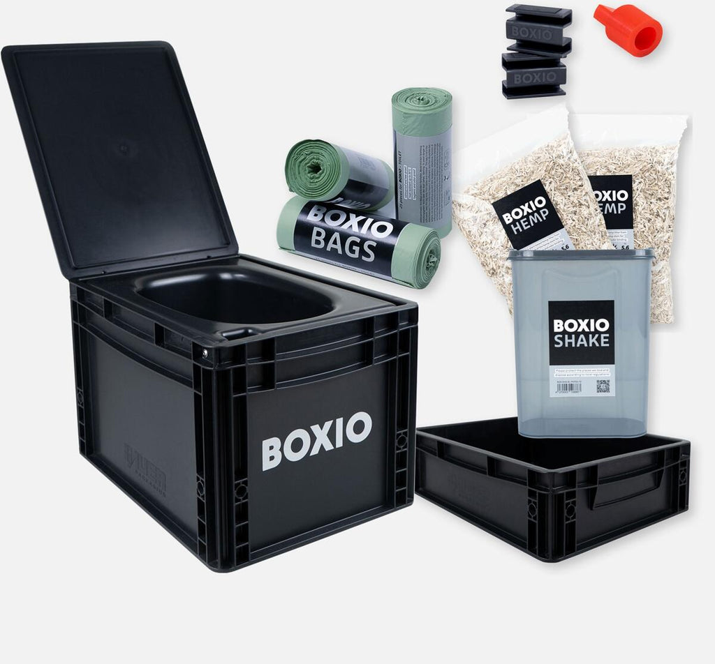 Tørrseparasjonstoalett BOXIO-TOILET Max+ svart forfra