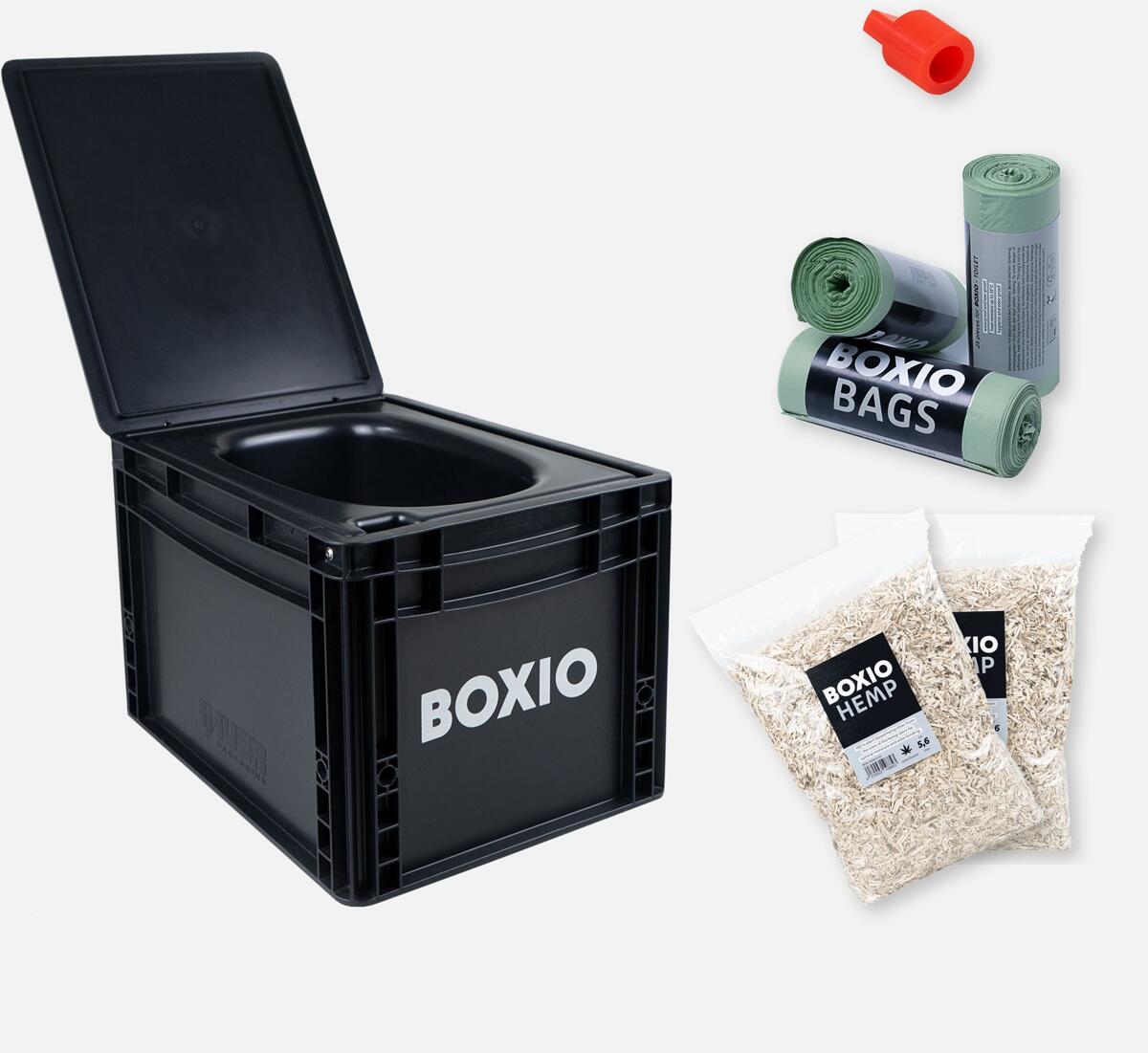 Tørrseparasjonstoalett BOXIO-TOILET Plus svart forfra