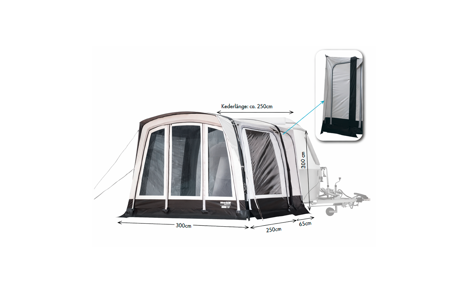 Touring Connector sluse for Orion 2.0 fortelt montert på caravan