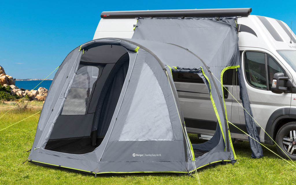 Touring Easy Air XL oppblåsbart fortelt for bobil og campingvogn forfra