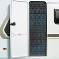 Trådgardin dørgardiner 60x190 cm blå/sølv for campingvogn - Arisol forfra