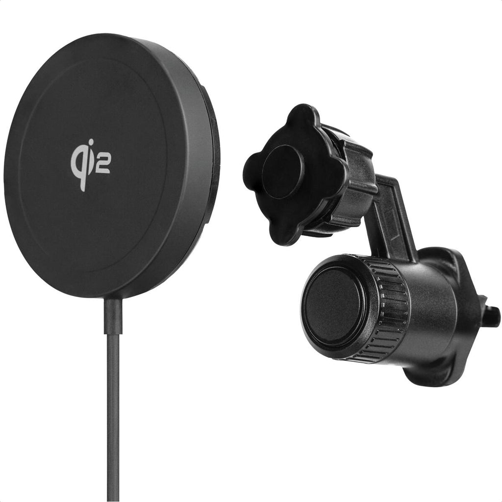 Trådløs Qi2-lader QC1 15W svart med bilholder - Aqiila forfra