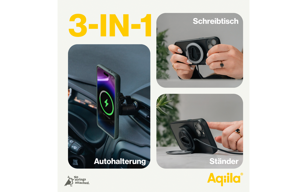 Detalj av Trådløs telefonlader og -holder Powerbird QC1 magnet