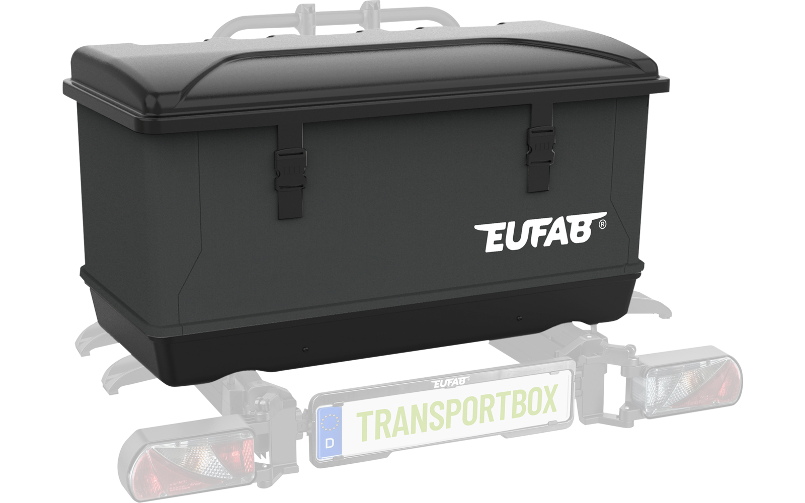 Transportboks 350 liter for sykkelstativ - Eufab detaljbilde av hurtigfester