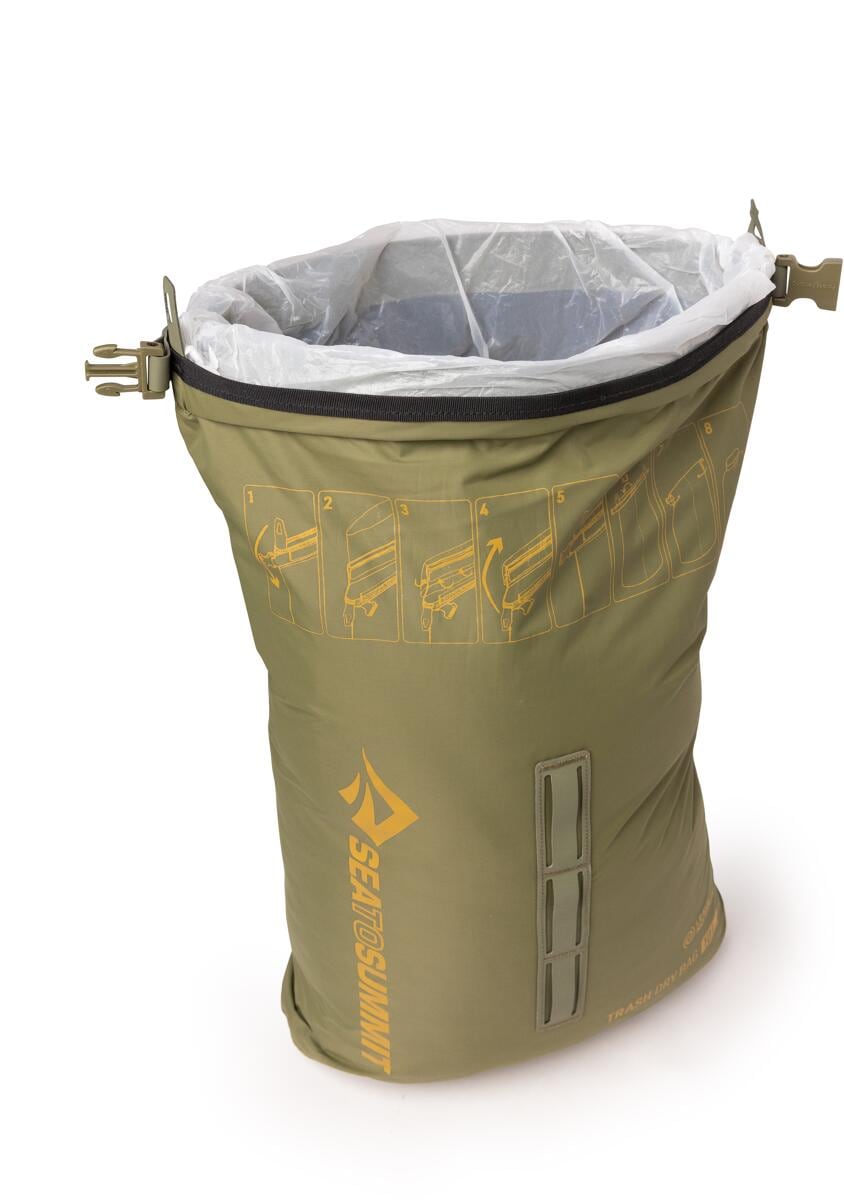 Bakside av Trash Dry Bag 10L vanntett avfallspose burnt olive