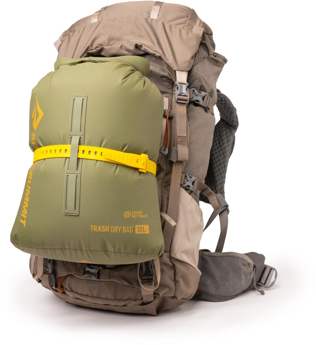 Trash Dry Bag 10L vanntett avfallspose burnt olive pakket til transport