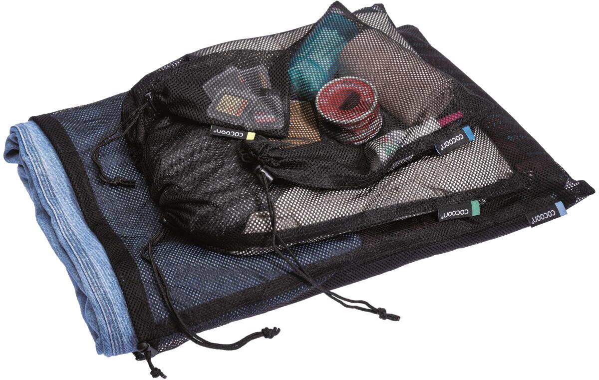 Traveler nettpose-sett i polyester mesh detalj av glidelås