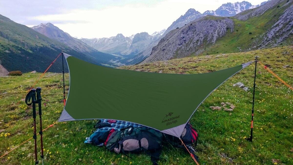 Sideprofil av Traveller tarp for hengekøye polyester ripstop vannsøyle 3000 mm