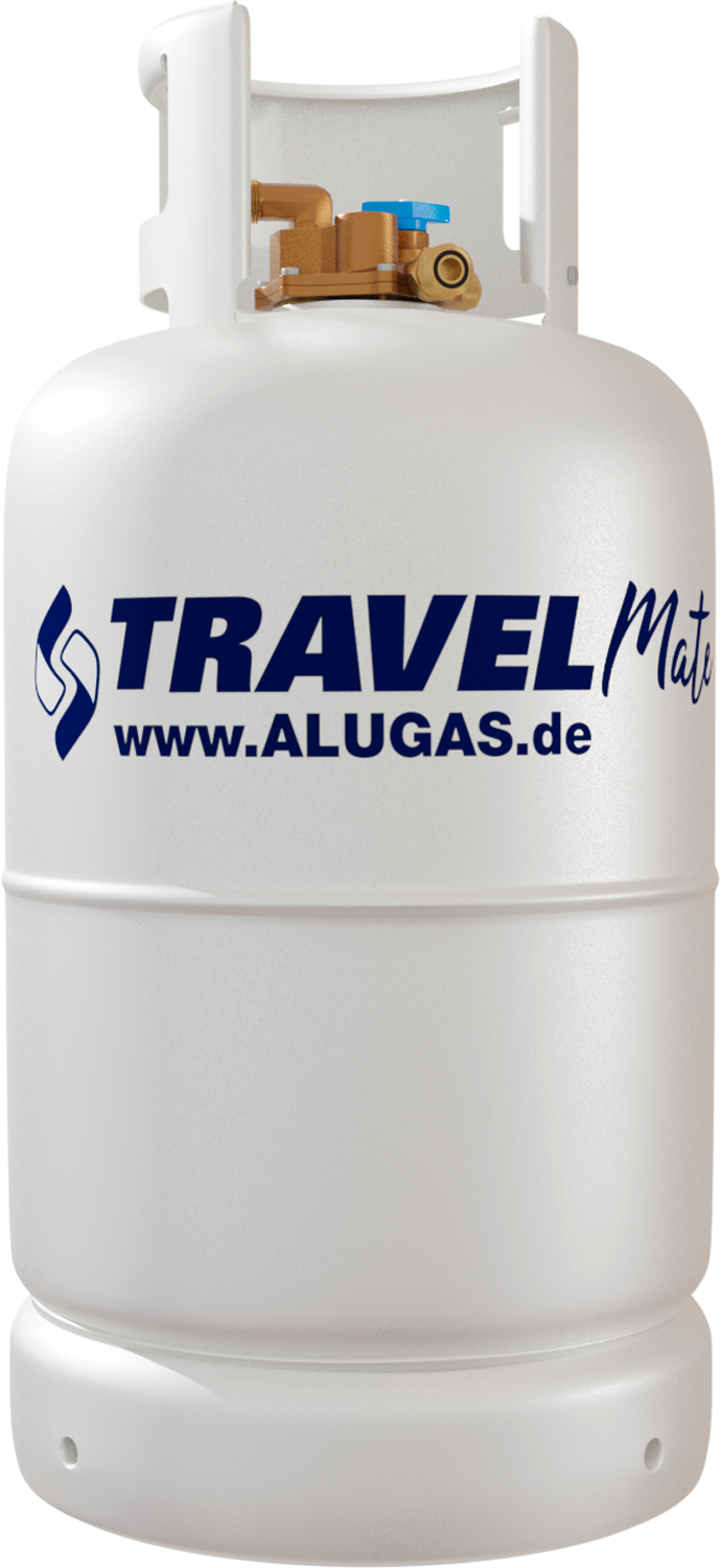 Travelmate LPG tankflaske 27 l tom, påfyllbar - Alugas forfra