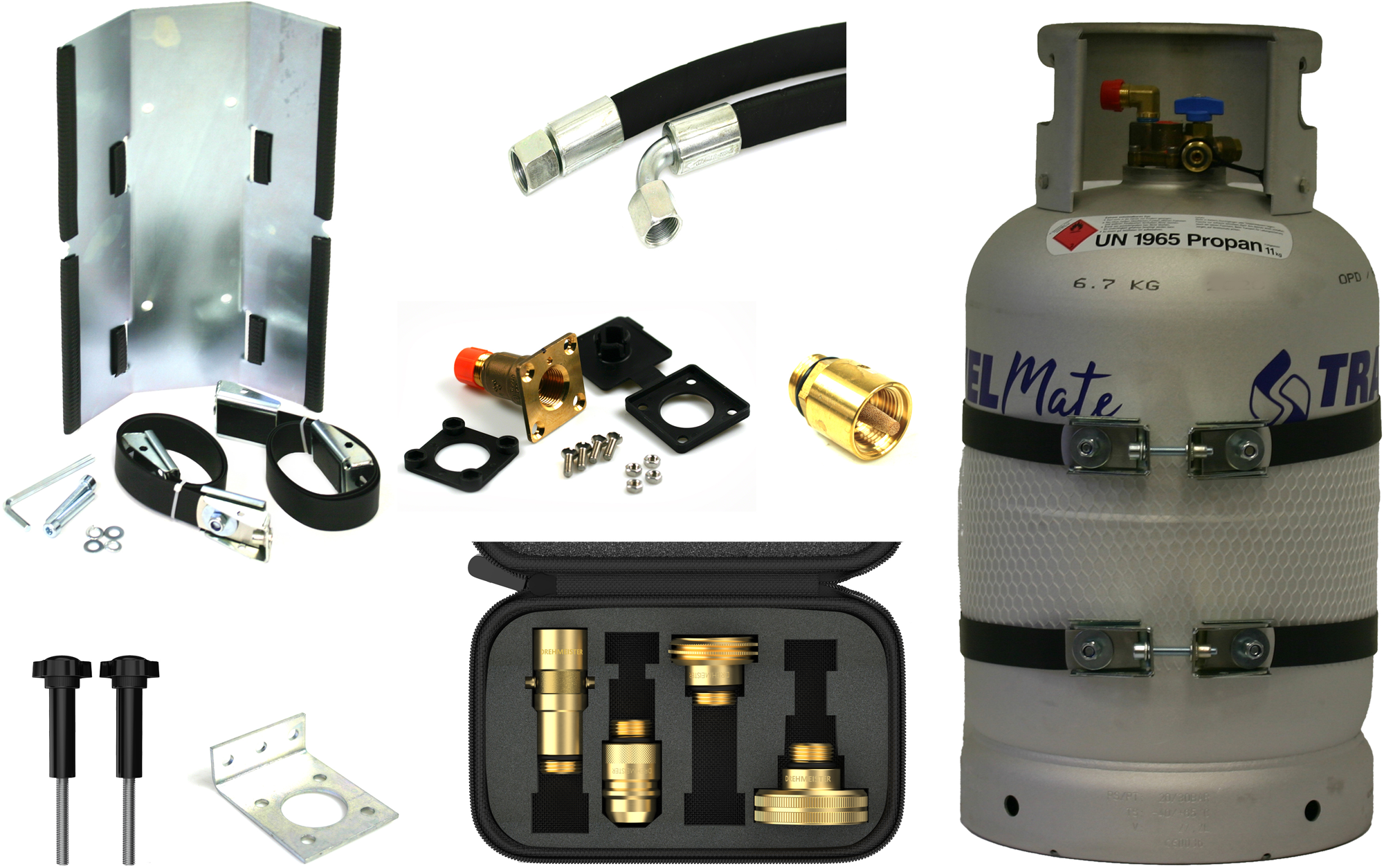 Travelmate LPG tankflaske 27 l med monteringssett Alugas for bobil og caravan