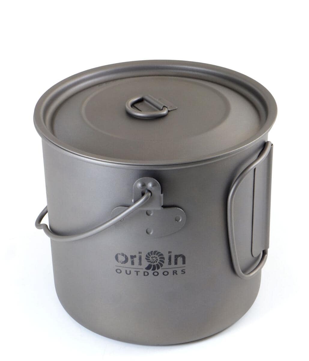Trekkinggryte titan 1,1 l med klappbare håndtak 180 g forfra