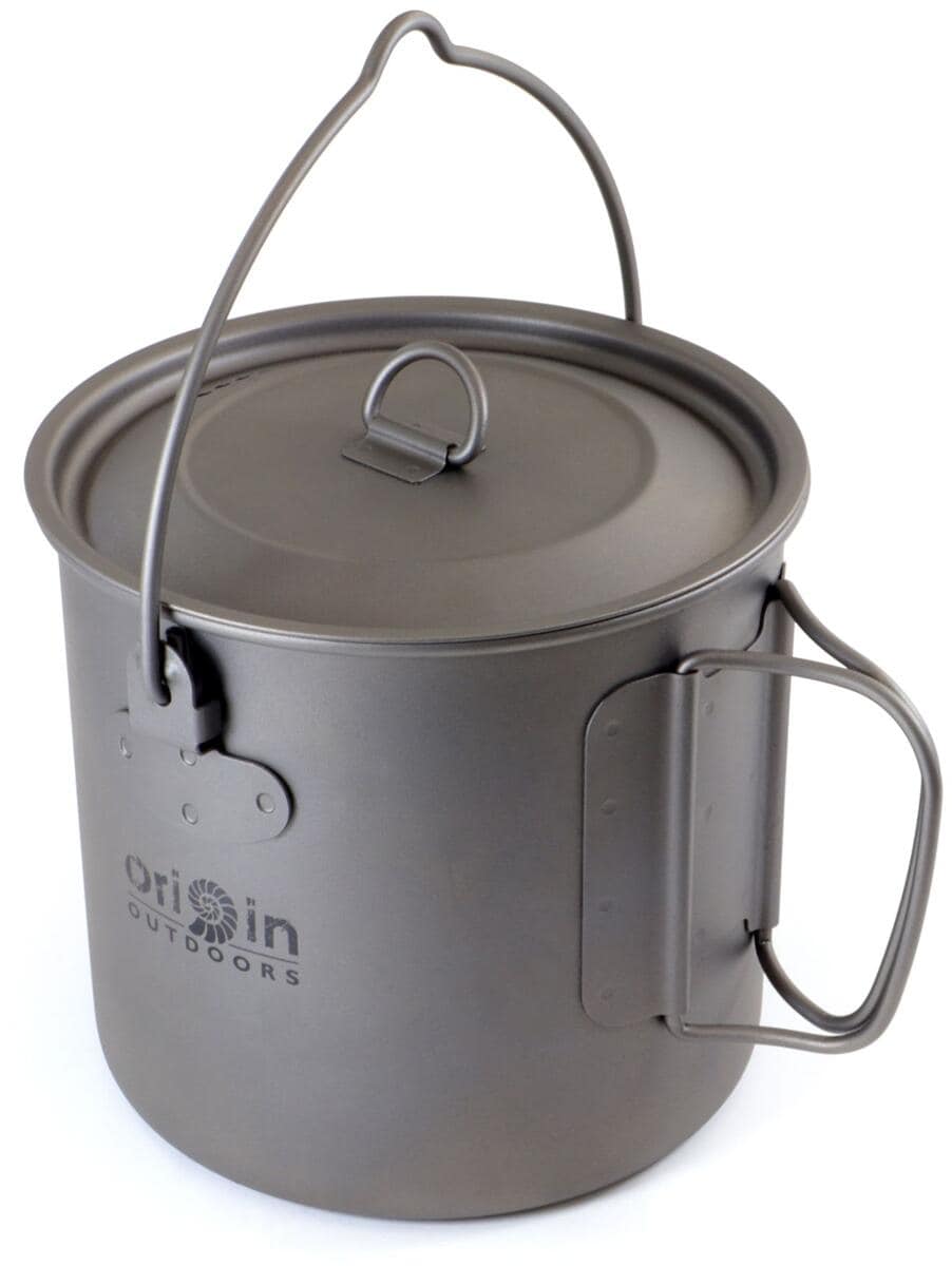 Trekkinggryte titan 1,1 l med klappbare håndtak 180 g bakside