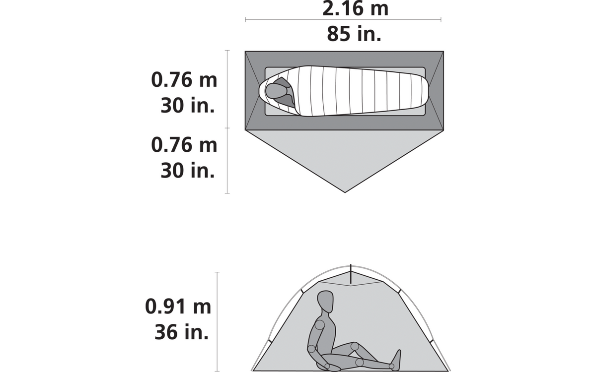 Trekkingtelt Hubba NX Solo UL 1 person 3-sesong 1,29 kg - MSR pakket i kompakt kompresjonspose
