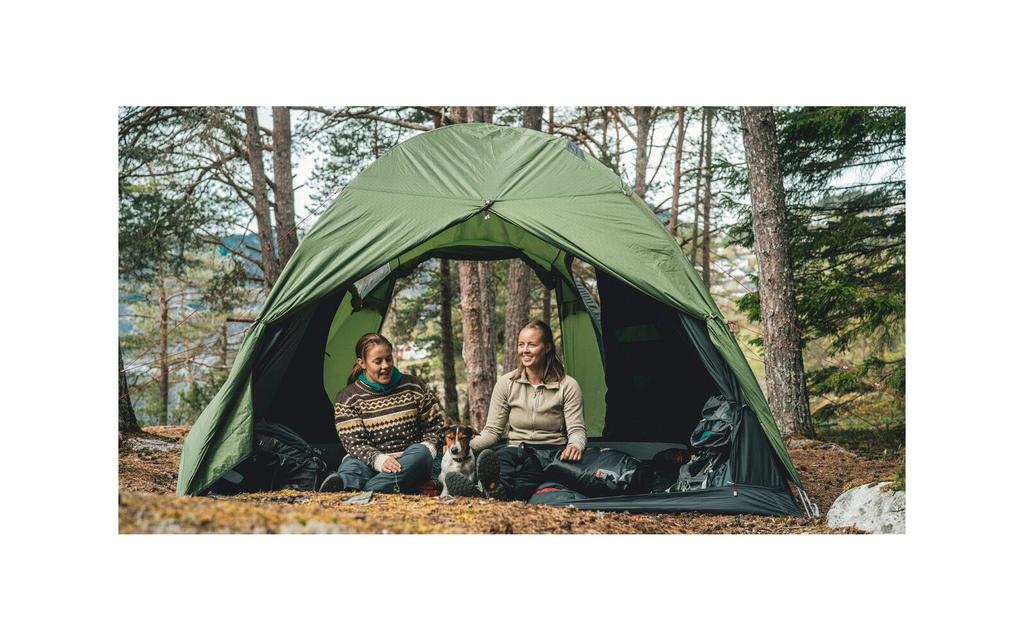 Trekkingtelt Paso Flex 5 for 5 personer med ståhøyde og absid - Robens sett fra siden