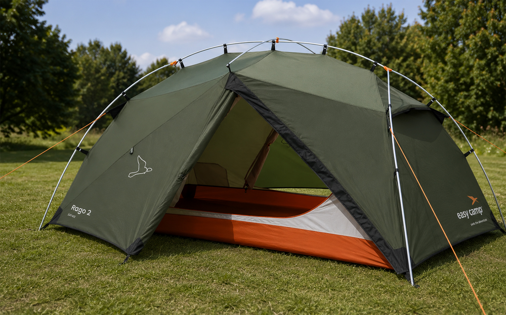 Trekkingtelt Rago 2 for 2 personer 2,5 kg 3000 mm - Easy Camp ferdig oppsatt sett forfra