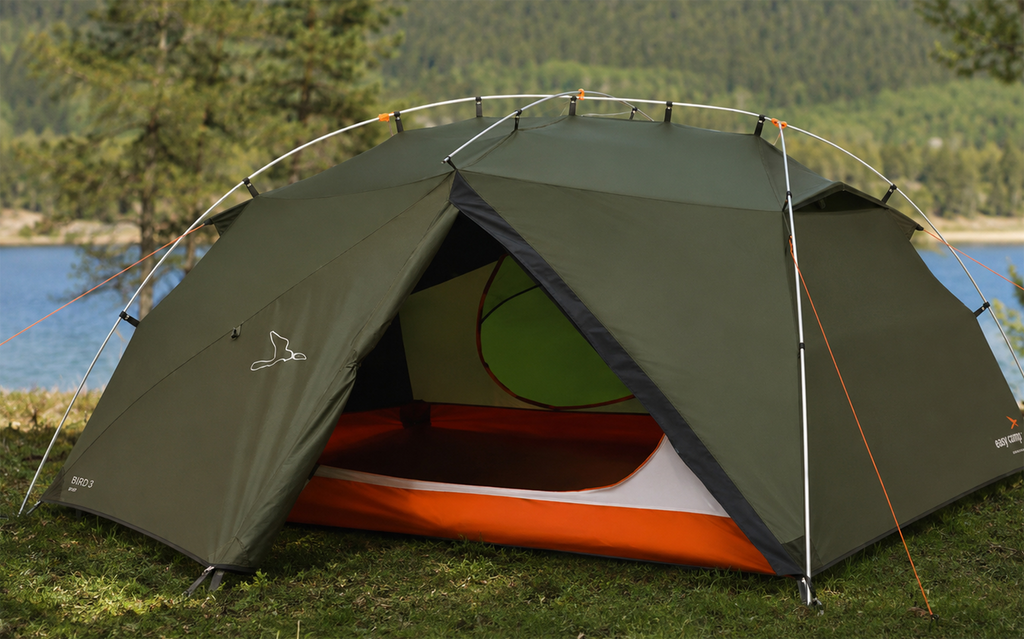 Trekkingtelt Rago 3 for 3 personer aluminium 2,9 kg - Easy Camp oppsatt sett forfra