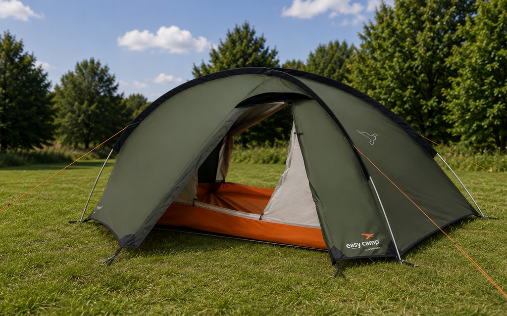 Trekkingtelt Rondane 2 for 2 personer 2,7 kg 3000 mm - Easy Camp oppsatt sett forfra