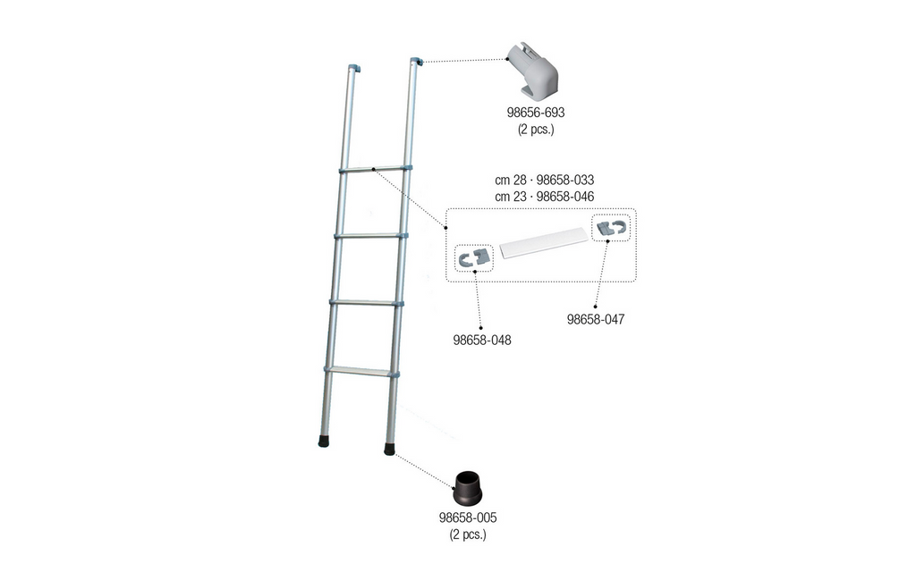 Detaljbilde av låsene på Trinn og 2 låser for Deluxe 4B/5B stige 23 cm