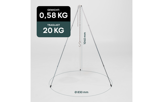 Tripod trefot i aluminium høydejusterbar Ø 83 x 104 cm - Boxio bakside