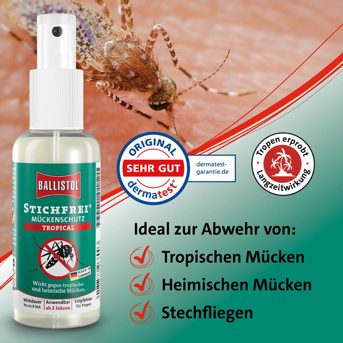 Tropikal myggbeskyttelse med icaridin, pumpespray 100 ml - Ballistol bakside