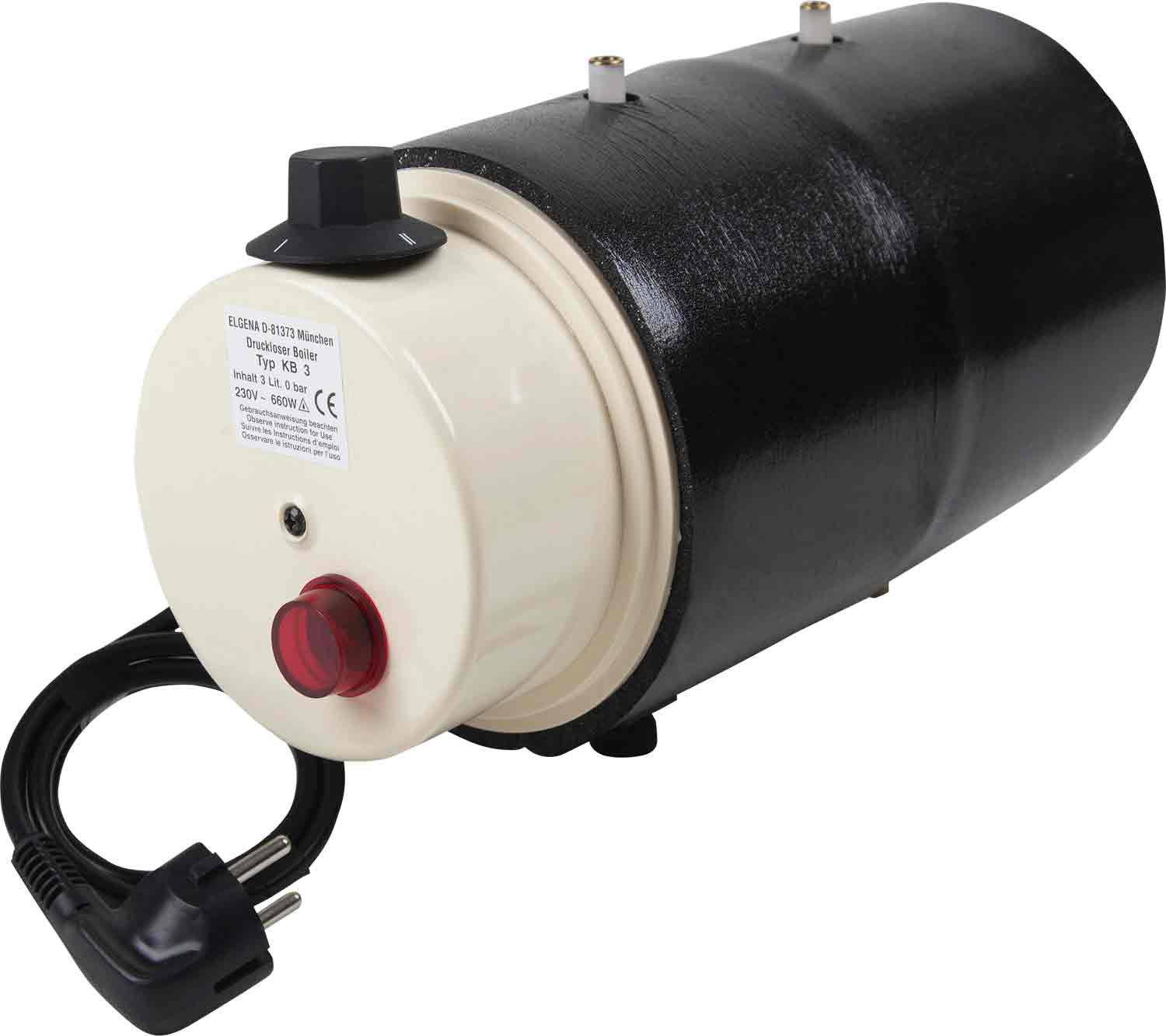 Trykkløs småbereder KB3 3 liter 12V/200W fra Elgena sett forfra