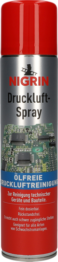 Trykkluftspray 400 ml oljefri for rengjøring - Nigrin forfra