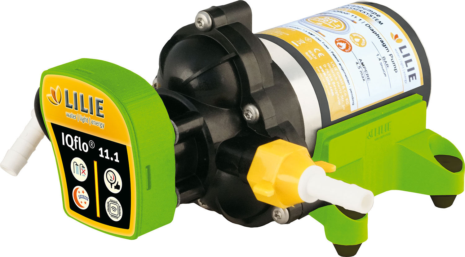 Trykkvannpumpe IQflo 11.1 12V 2,4 bar 11 l/min Lilie for campingvannsystem