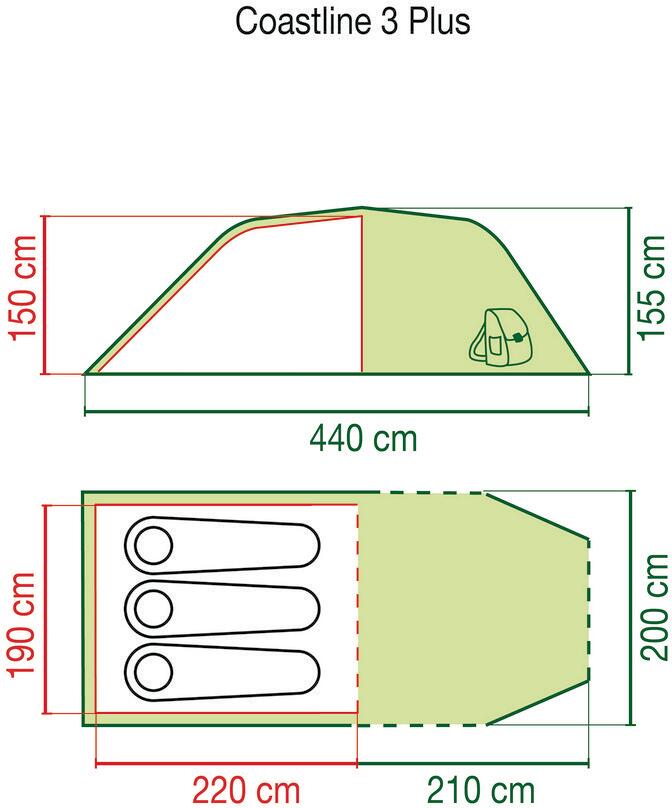 Tunneltelt Coastline 3 Plus pakket i bæretaske