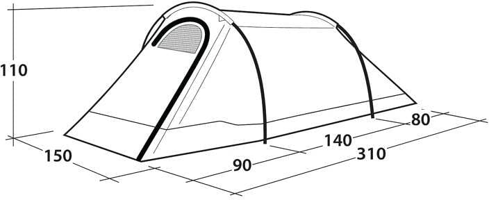 Tunneltelt Earth 2-person, 3,6kg, 150x310cm, grønn - Outwell nærbilde av stoff