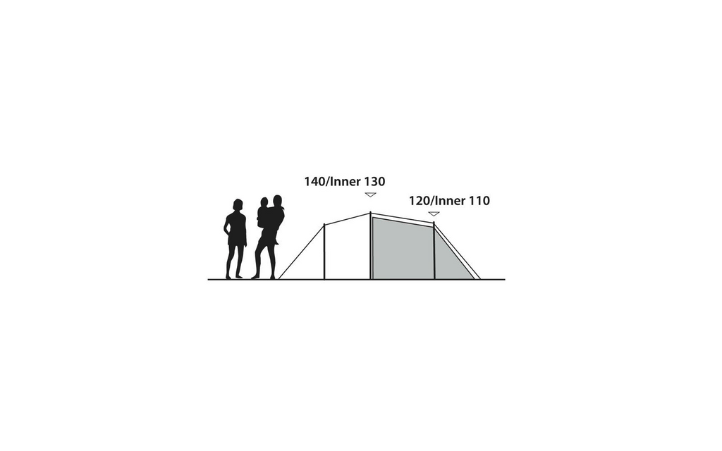 Tunneltelt Earth 4 Plus for 4 personer mørkegrønn 3000 mm - Outwell med åpen frontdør