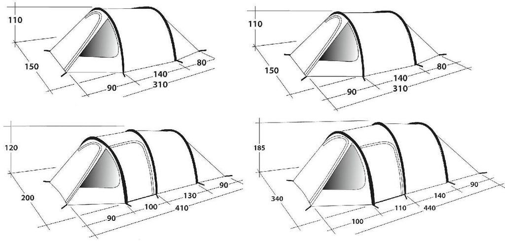 Tunneltelt Earth for 5 personer, vannsøyle 3000 mm bakside