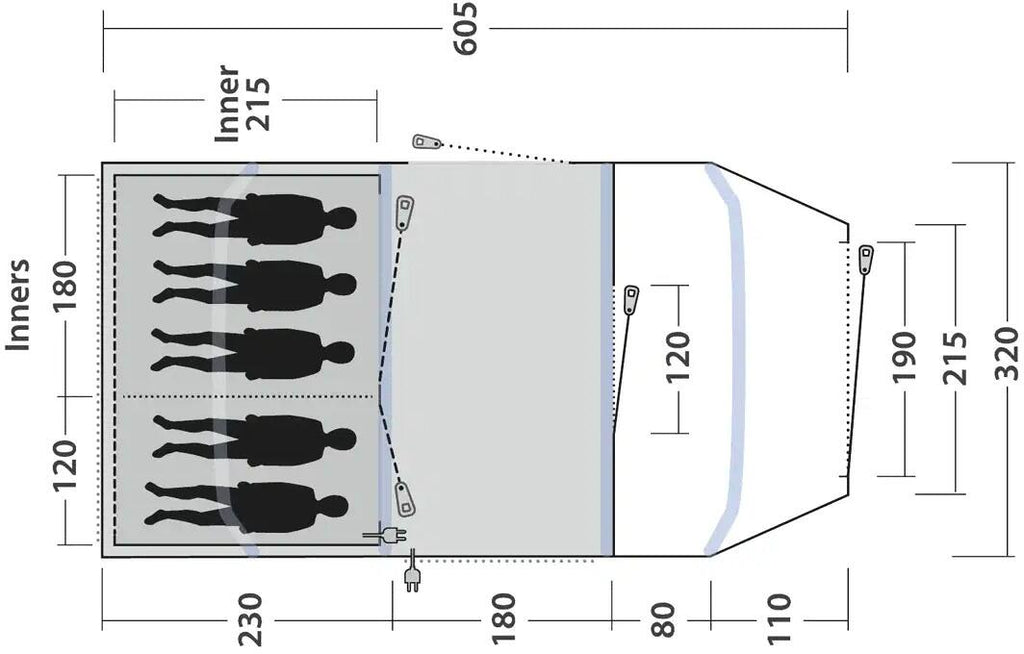 Oppblåsningsventiler på Tunneltelt Hornet 5 Air for 5 personer
