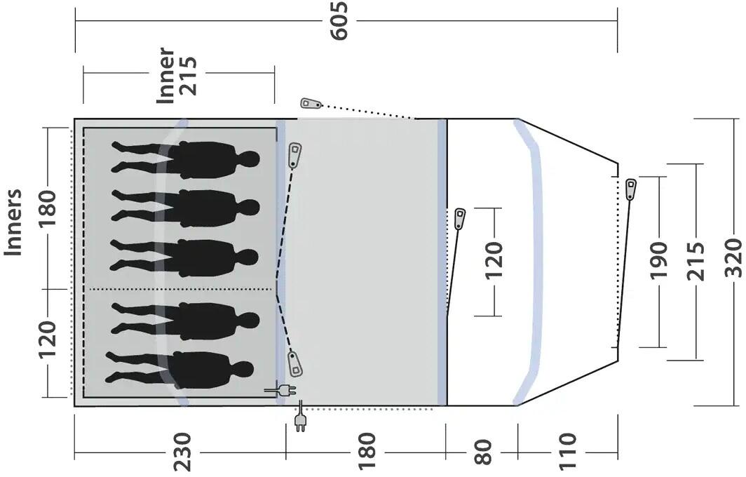 Oppblåsningsventiler på Tunneltelt Hornet 5 Air for 5 personer