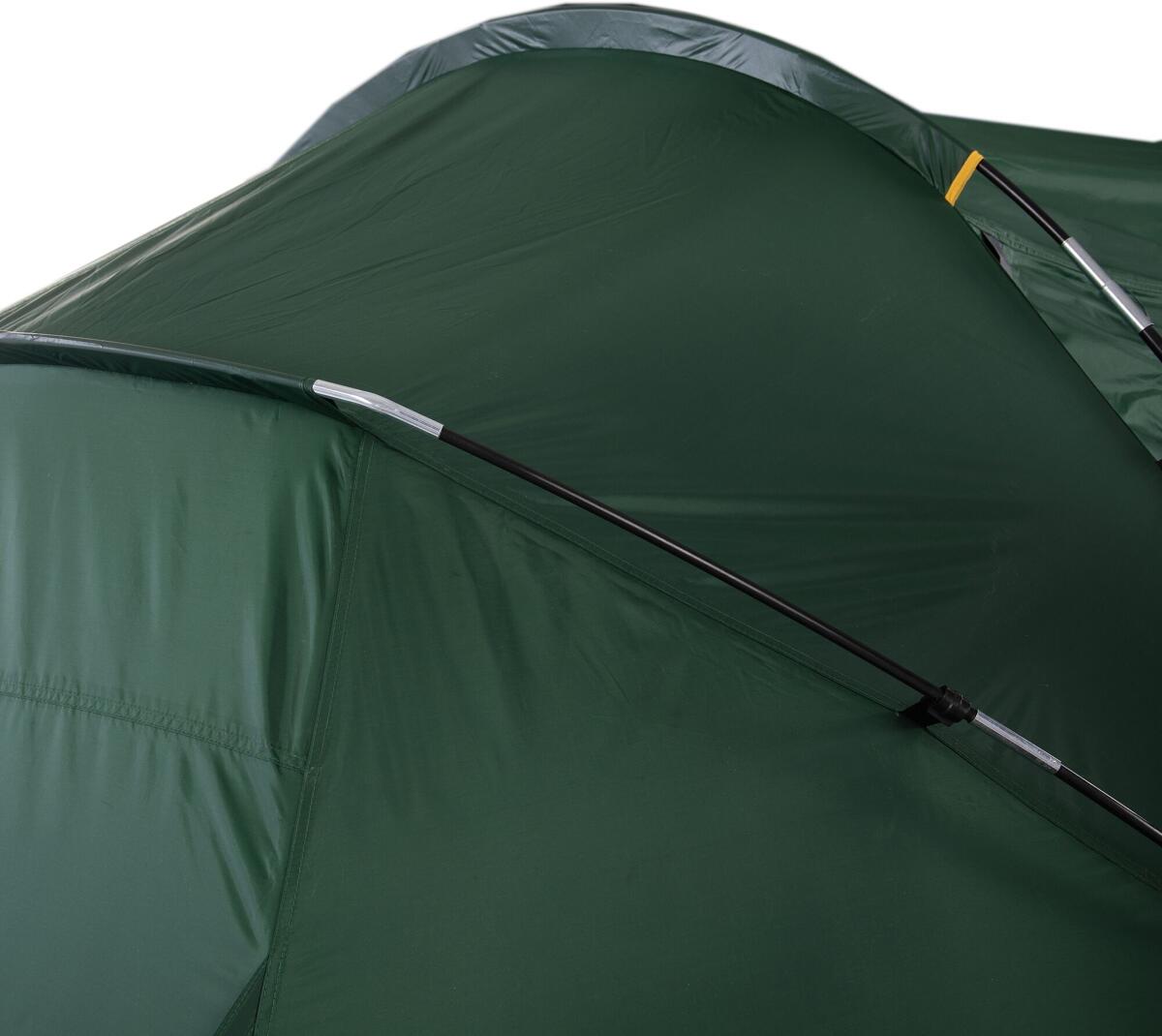 Montert Tunneltelt Kivu 4 Vis-À-Vis 4-pers. 450x230 cm grønn på campingplass