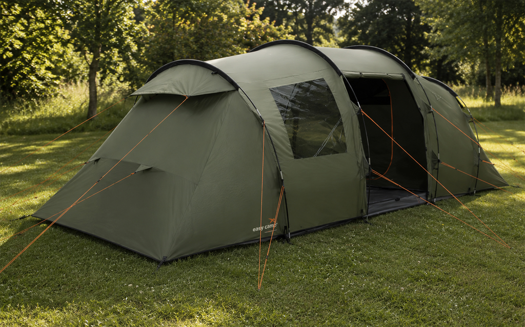 Tunneltelt Leka Twin 6 for 6 personer 3000 mm vannsøyle - Easy Camp oppsatt sett forfra