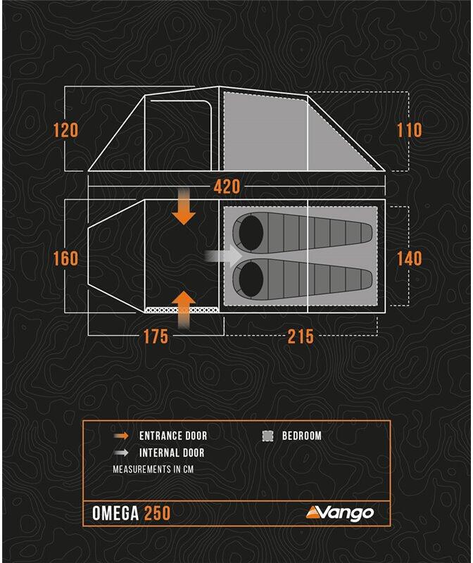 Tunneltelt Omega 250 bakside med ventilasjon