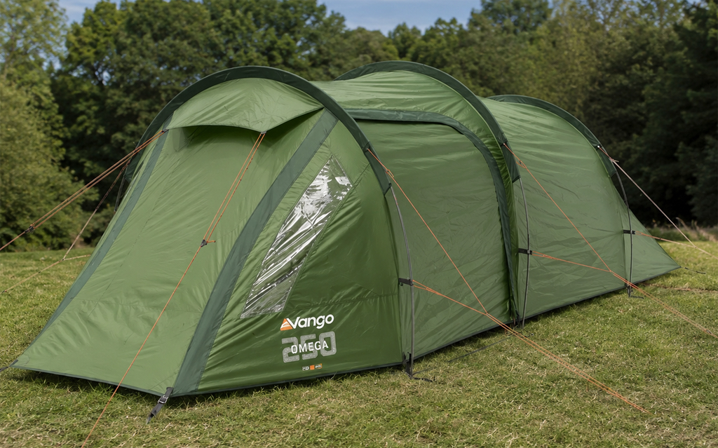 Tunneltelt Omega 250 for 2 personer 4,3 kg vannsøyle 3000 mm - Vango oppslått sett forfra